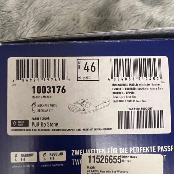 New Birkenstock Men Madrid Birko-Flor Sandals Pull Up Stone - Picture 6 of 7